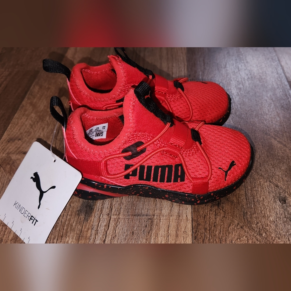Puma Red High-Top Sneakers with Black Accents